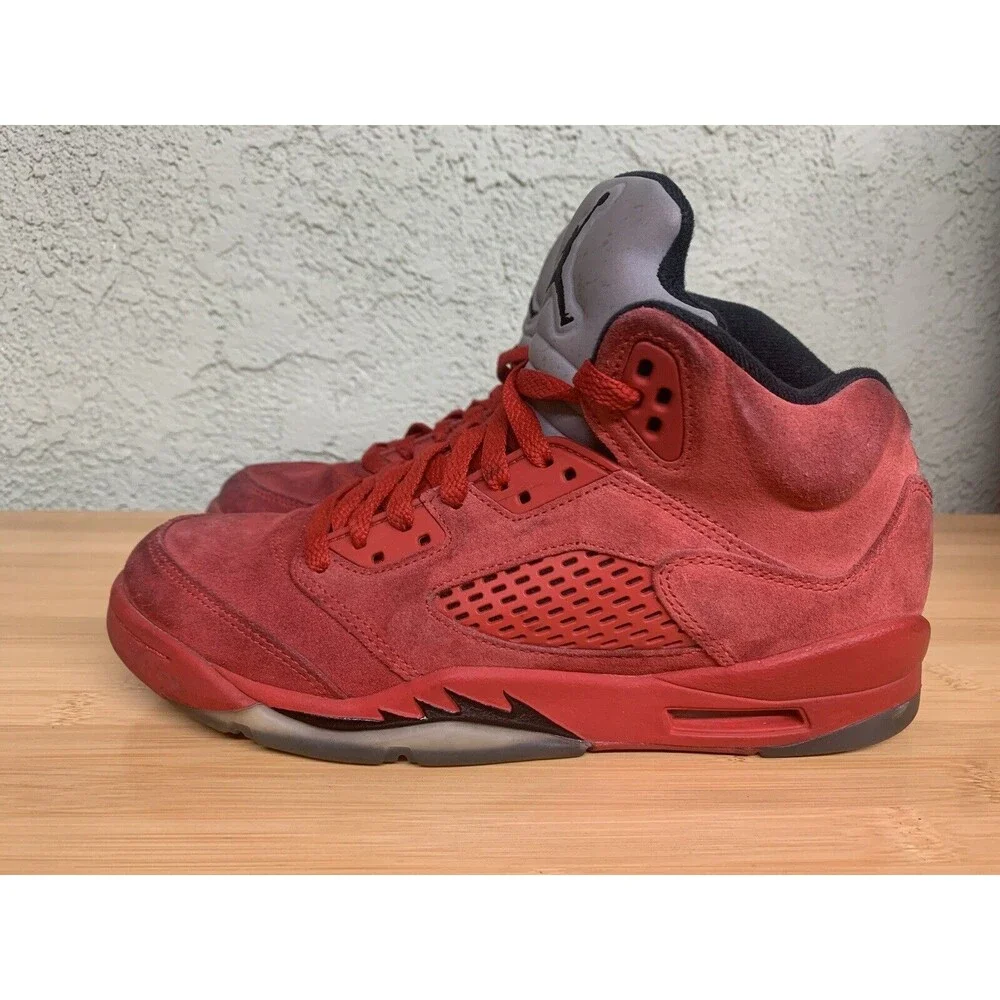 Nike Air Jordan V‎ 5 Red Suede 2017 Retro BG GS 440888-602 sz 6.5Y